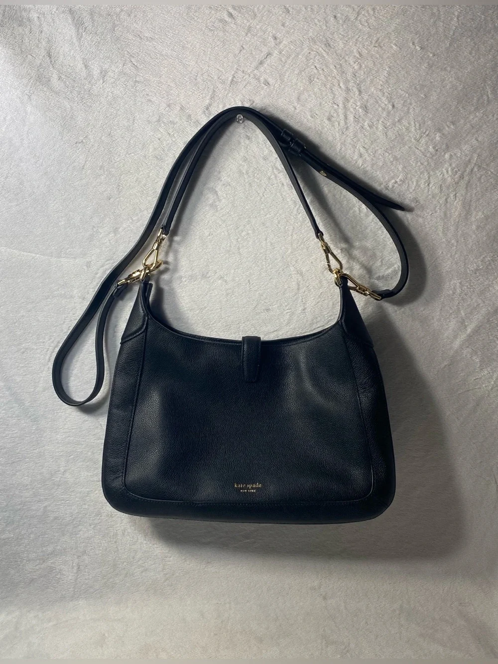 Kate Spade New York Deco Pebbled Leather Crossbody Small Tote Bag Black NWOT